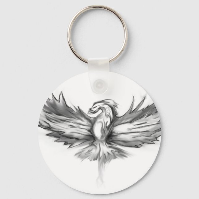 Grey Phoenix Rising Keychain (Front)
