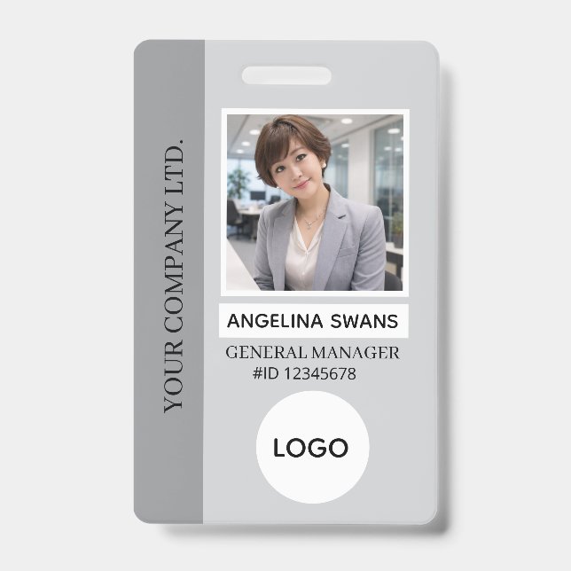 Grey | Photo Employee Logo  Badge (Front)