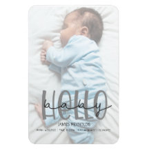 Grey photo script birth annoucement card