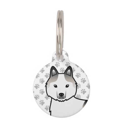 Grey Piebald Siberian Husky Cartoon Dog Head Pet ID Tag