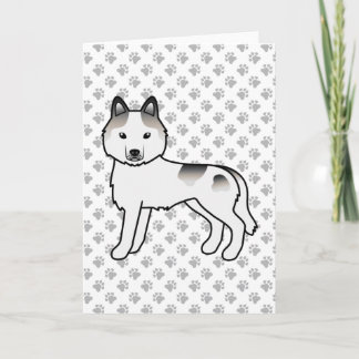 Grey Piebald Siberian Husky Cute Cartoon Dog Card