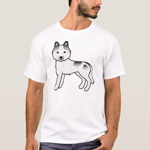 Grey Piebald Siberian Husky Cute Cartoon Dog T_Shirt