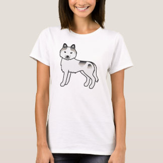 Grey Piebald Siberian Husky Cute Cartoon Dog T-Shirt