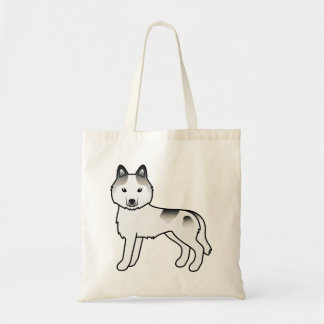 Grey Piebald Siberian Husky Cute Cartoon Dog Tote Bag