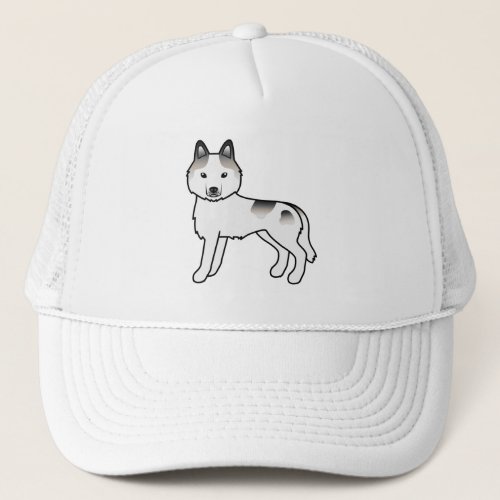 Grey Piebald Siberian Husky Cute Cartoon Dog Trucker Hat