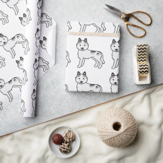 Grey Piebald Siberian Husky Cute Dog Pattern Wrapping Paper