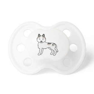Grey Piebald Siberian Husky Dog Illustration Pacifier