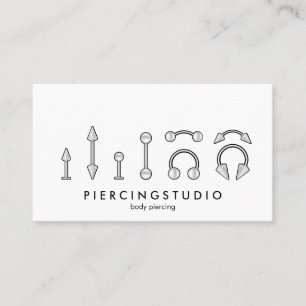 Grey Piercing Tattoo Studio Business Card