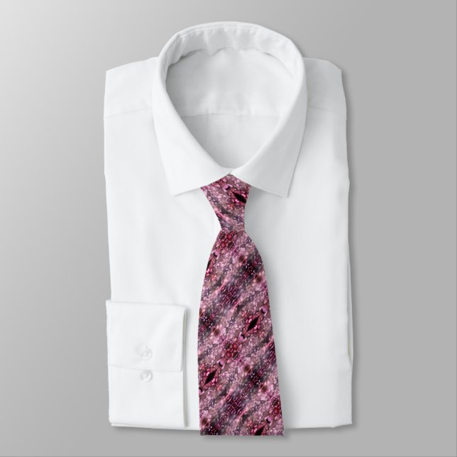 Grey Pink and Black Neck Tie (Tied)
