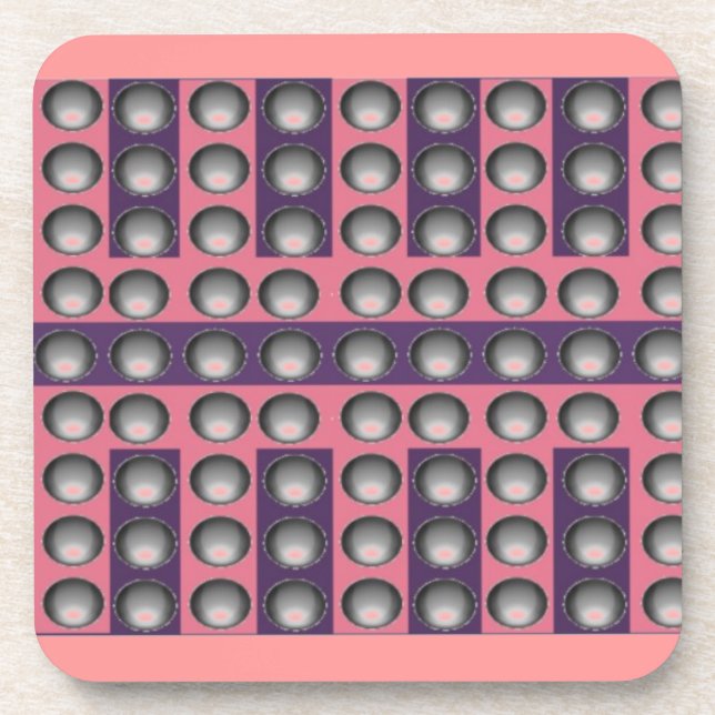 Grey, Pink and Purple Dot Pattern Coaster (Front)