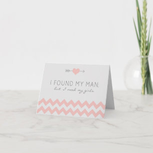 Grey & Pink Chevron Bridesmaid Request Card
