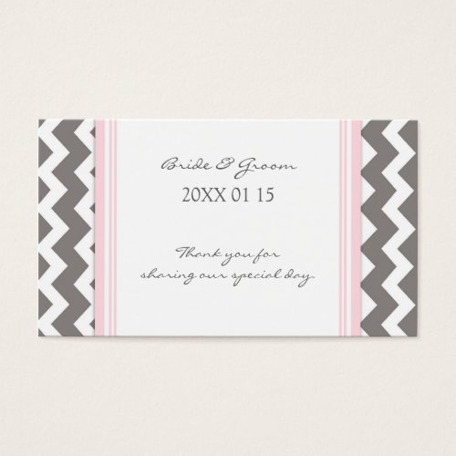 Grey Pink Chevron Wedding Favor Tags Business Card Template