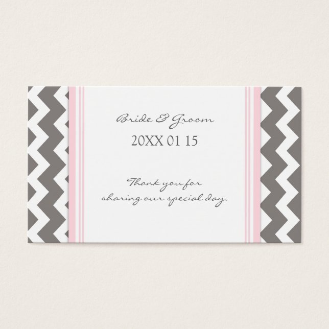 Grey Pink Chevron Wedding Favor Tags (Front)
