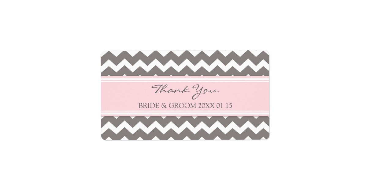 Grey Pink Chevron Wedding Labels | Zazzle