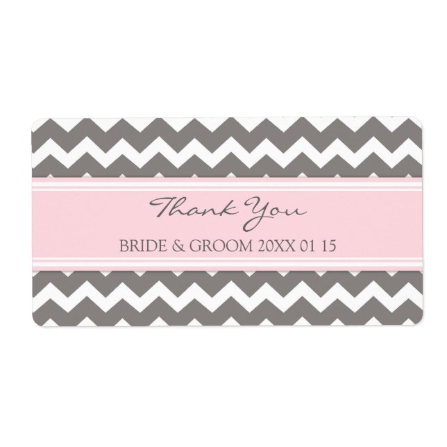 Grey Pink Chevron Wedding Labels (Front)