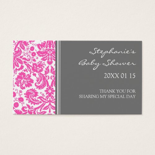 Grey Pink Damask Baby Shower Favor Tags Business Card Templates