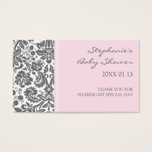 Grey Pink  Damask Baby Shower Favor Tags Business Card Templates