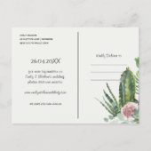 GREY PINK FLORAL DESERT CACTI FAUNA SAVE THE DATE ANNOUNCEMENT POSTCARD (Back)