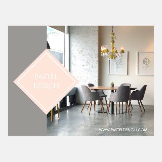 Grey & Pink Home Decor Postcard Template (Front)