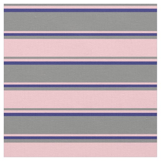 Grey, Pink & Midnight Blue Colored Lined Pattern Fabric