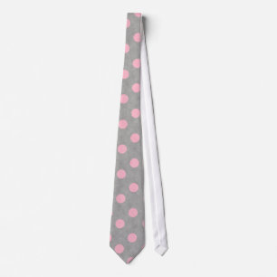 Grey & Pink Polka Dotted Pattern Unique Design Tie