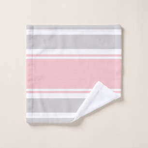 Grey Pink Stripes Towel Set