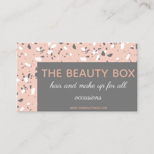 grey pink terrazo classy bold font business card