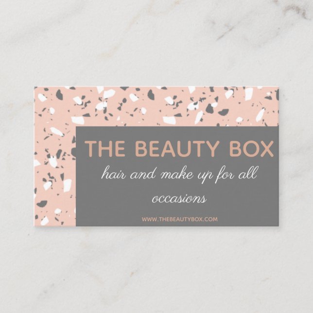 grey pink terrazo classy bold font business card (Front)