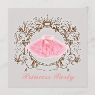 Grey Pink tutu Princess Birthday Party Invitation
