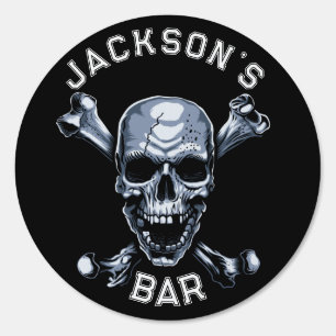Grey Pirate Skull Personalized Sign