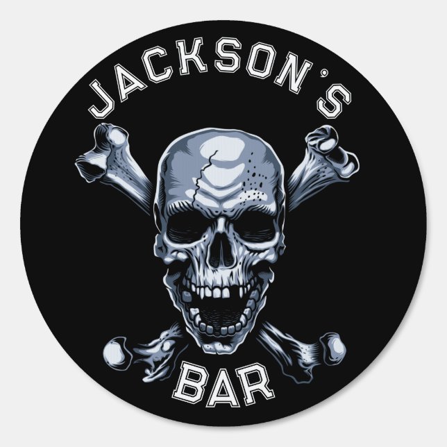 Grey Pirate Skull Personalized  Sign (Front)