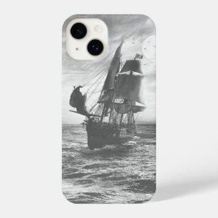 Grey Pirate Vintage Sailing Ship Ocean Sea iPhone 14 Case