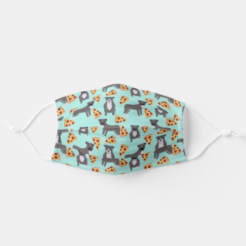 grey pitbulls pizza light blue adult cloth face mask