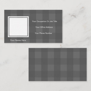 Grey Plaid Checkered Photo Name Phone Template Calling Card