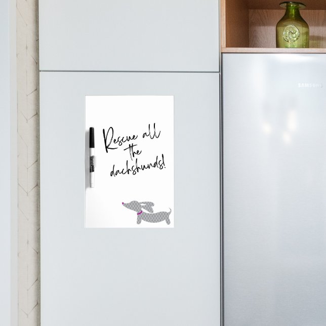 Grey Plaid Dachshund Dry Erase Board (dachshund organizer dry erase board for home, office or nusery)