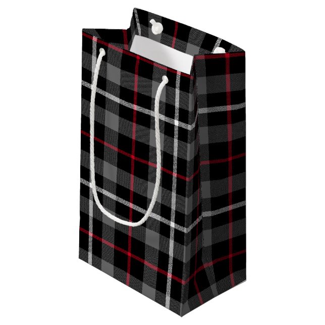 Grey Plaid For Christmas Gift Bag (Front Angled)