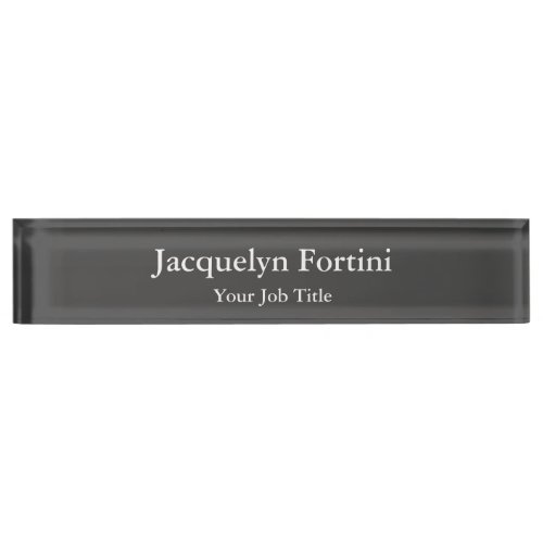 Grey Plain Elegant Modern Minimalist Desk Name Plate