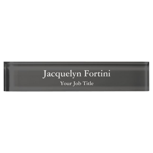 Grey Plain Elegant Modern Minimalist Desk Name Plate (Front)