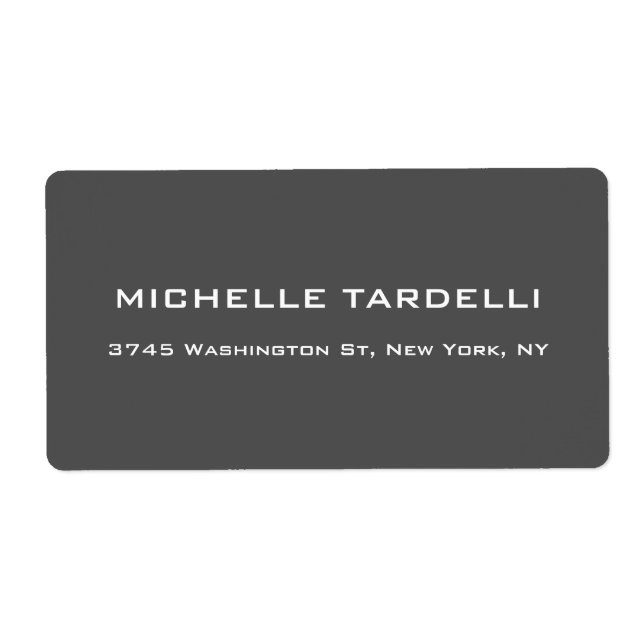 Grey Plain Elegant Modern Trendy Minimalist Label (Front)