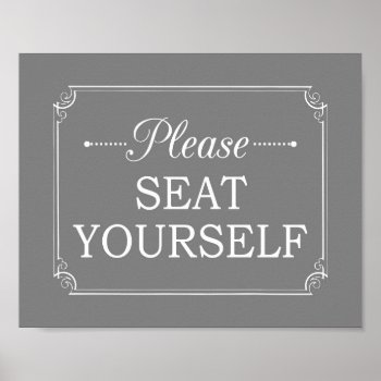 Grey Please Seat Yourself Funny Bathroom Poster by wuyfavors at Zazzle