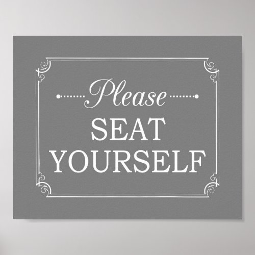 Grey Please Seat Yourself Funny Bathroom Poster