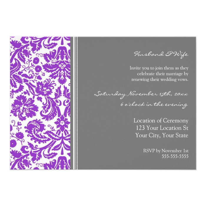 Grey Plum Wedding Vow Renewal Invitation