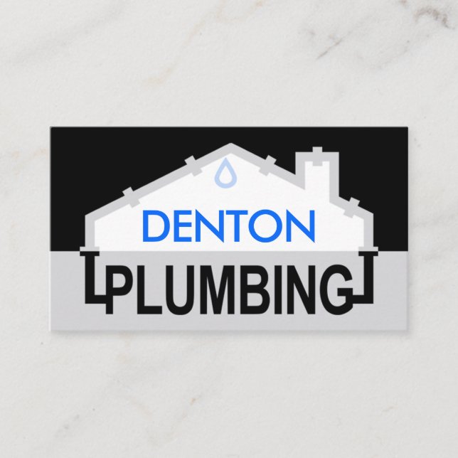 Grey PLUMBING Pipe Frame Business Card (Front)