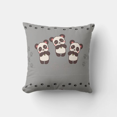 Grey Polar Bear Throw Pillow