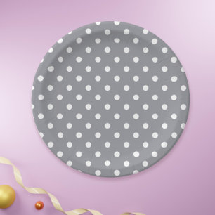 Grey Polka Dot Paper Plates