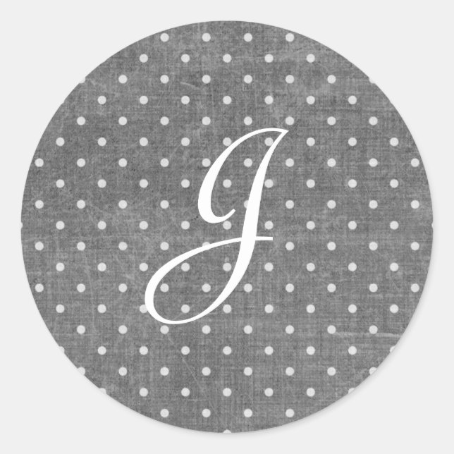 Grey Polka Dots Classic Round Sticker (Front)