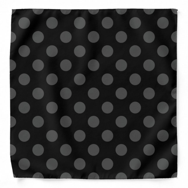 Grey polka dots on black bandana (Front)