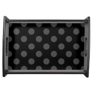 Grey polka dots on black serving tray