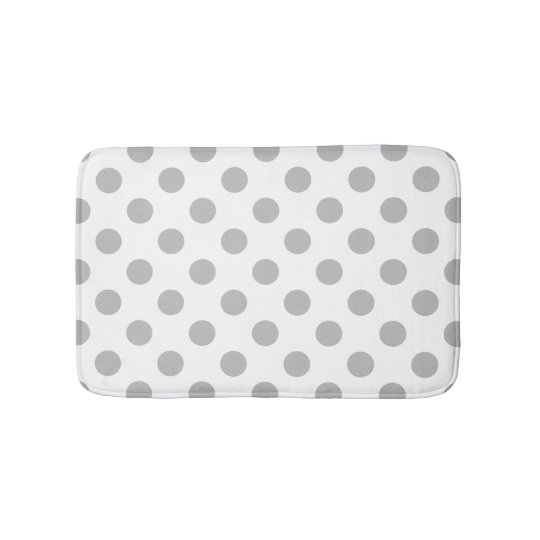 Grey polka dots on white bath mat