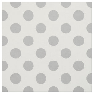 Grey polka dots on white fabric